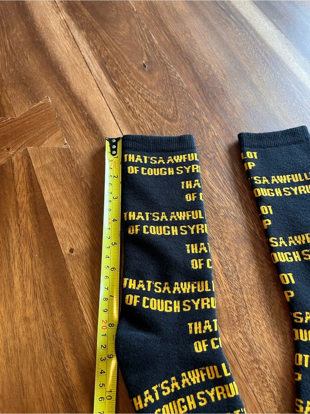 Black & Yellow awful lot of cough syrup Crew Socks - Men